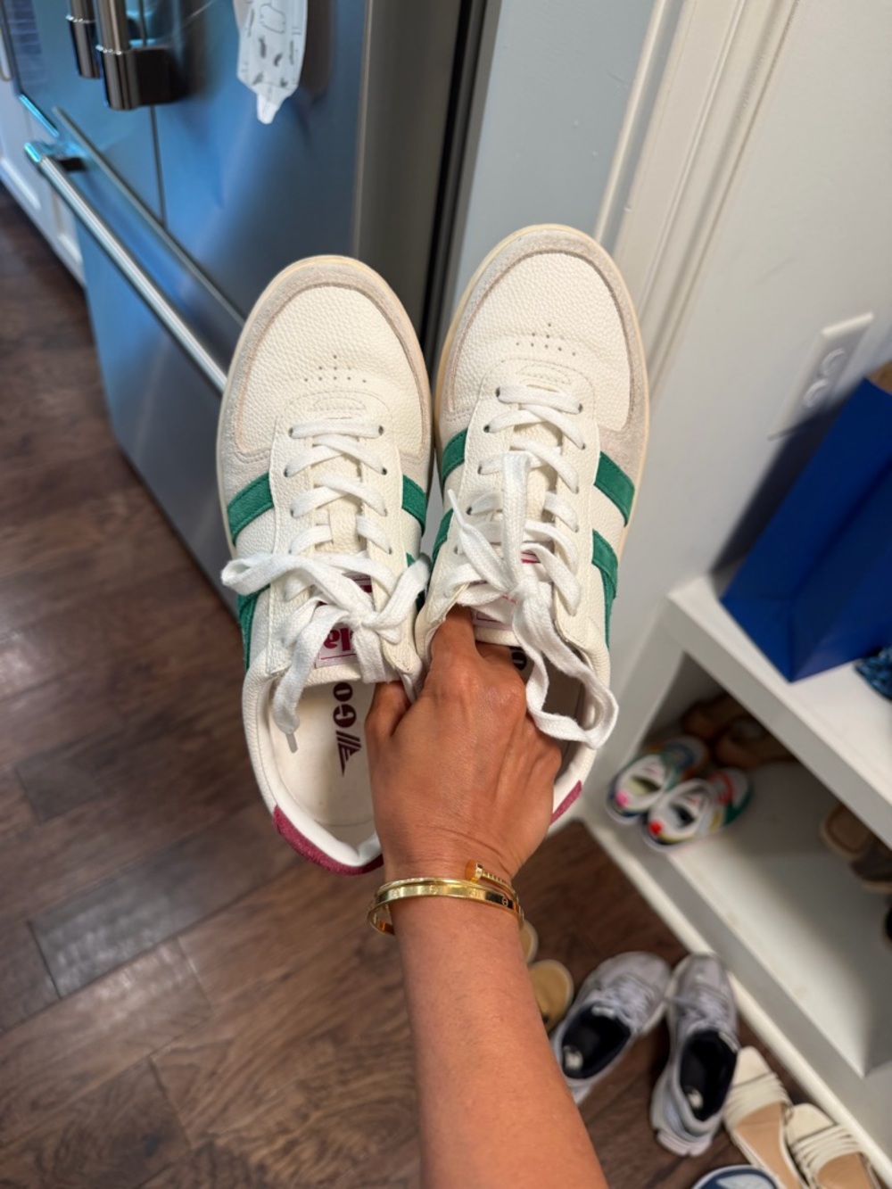 Gola Women's Grandslam Trident Sneakers in Cream, Green & Red - Picture 7 of 8